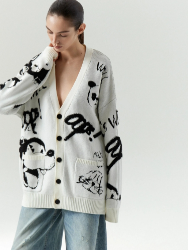 Кардиган oversize с принтом ,
54% акрил, 46% хлопок ,
