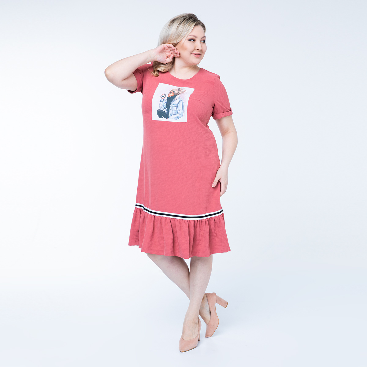 ст. цена2400руб.! Платье, текстиль, коралловый