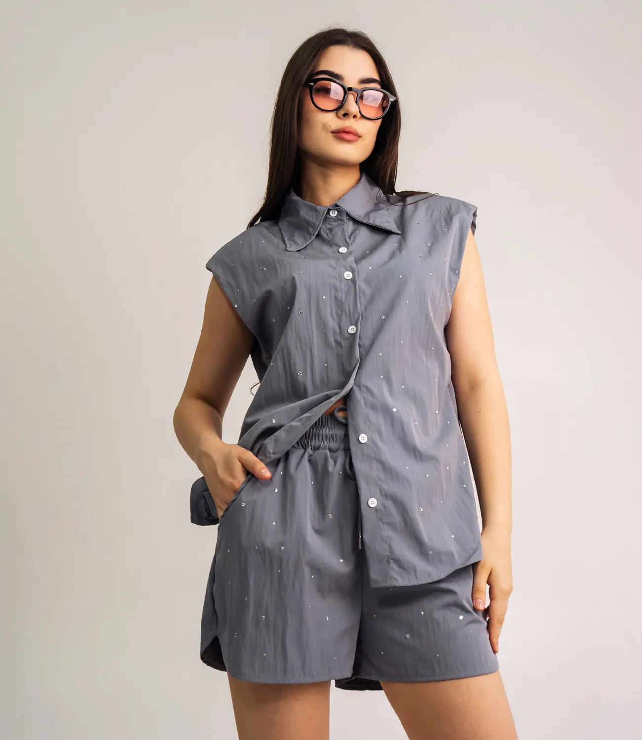 ст. цена840руб.! Костюм #КТ403, серый