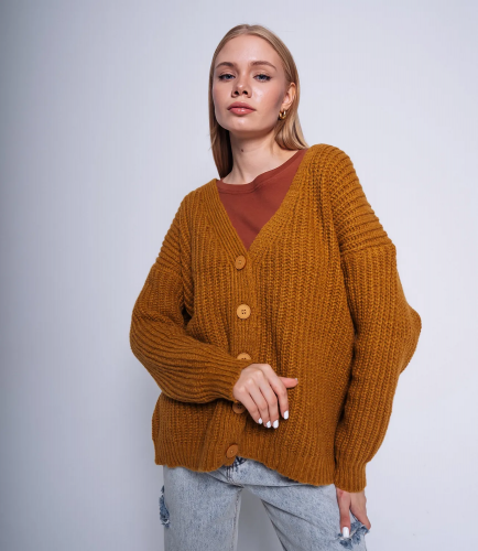 ст. цена1090руб.! Кардиган #КТ5285, коричневый