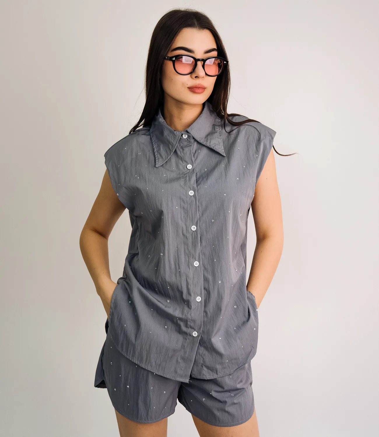 ст. цена840руб.! Костюм #КТ403, серый