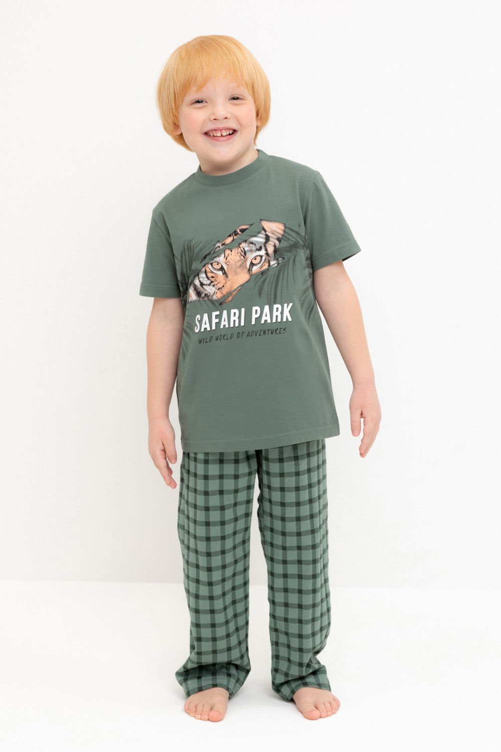 Crockid Пижама К 1599 зеленый мох, клетка Crockid