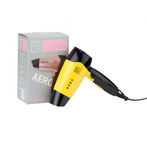 Dewal Beauty Фен для волос дорожный / Aero Yellow HD1002-Yellow, 1400 Вт, желтый