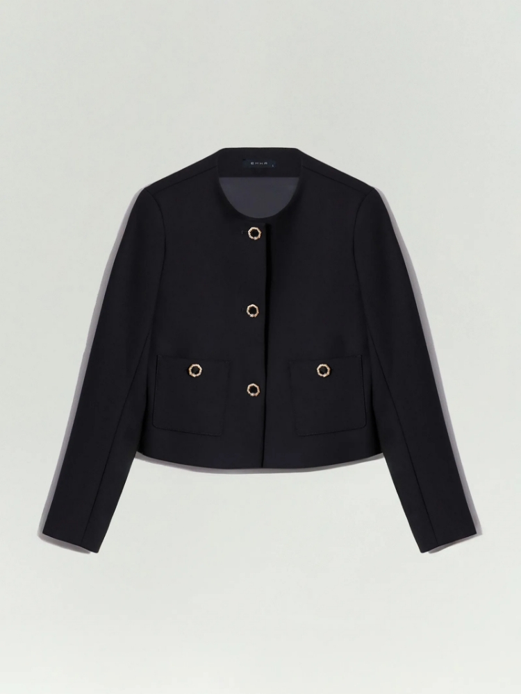 Укороченный жакет с круглым вырезом ,
68% полиэстер, 27% вискоза, 5% эластан ,