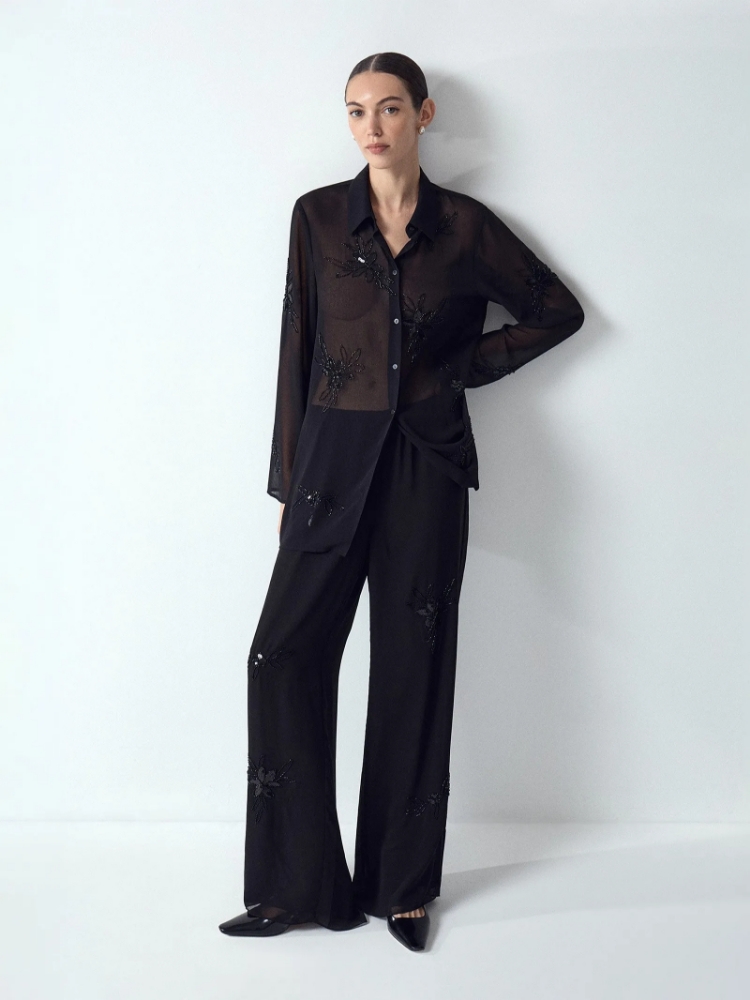 Брюки с узором из бисера ,
100% полиэстер ,