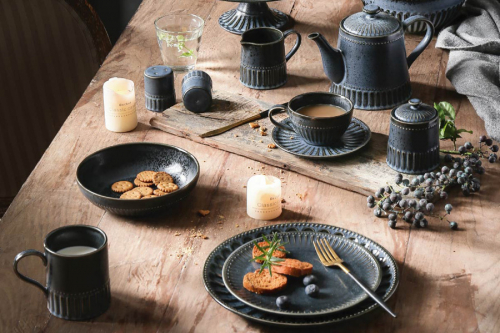 Кружка, 400 мл, фарфор P, черно-синяя, в крапинку, Black Kitchen, 62760
