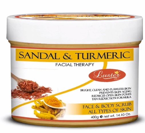 ст. цена304руб.! LUSTER Sandal & Turmeric Cream Scrub Крем-скраб для лица и тела с экстрактами сандала и куркумы 400г