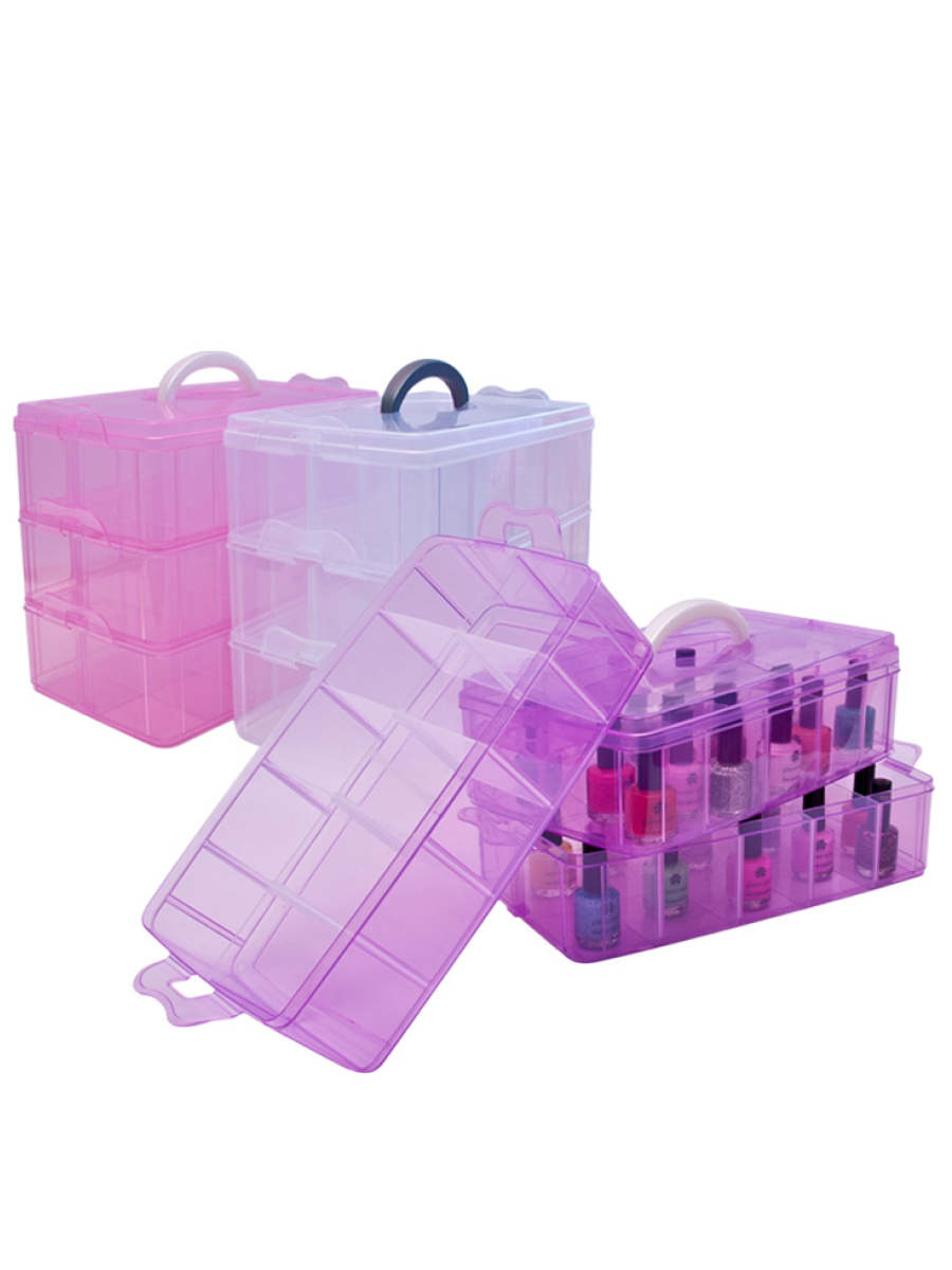 Planet Nails Чемодан пластиковый 19238 трёхуровневый, большой, 32 х 19 х 25 см, в ассортименте