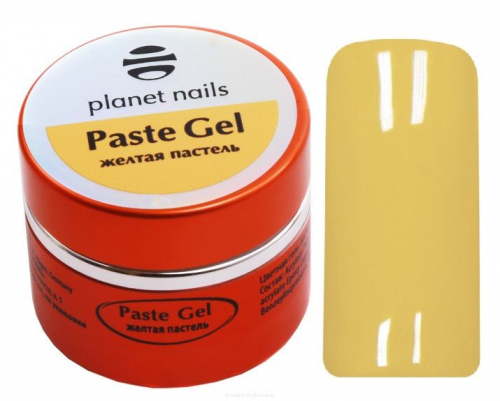 Planet Nails Гель-паста для дизайна ногтей, желтый пастельный, 5 мл