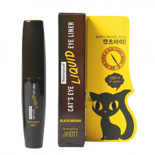 Jigott Водостойкая жидкая подводка для глаз / Cat's Eye Waterproof Liquid Eyeliner Black Brown, черно-коричневый