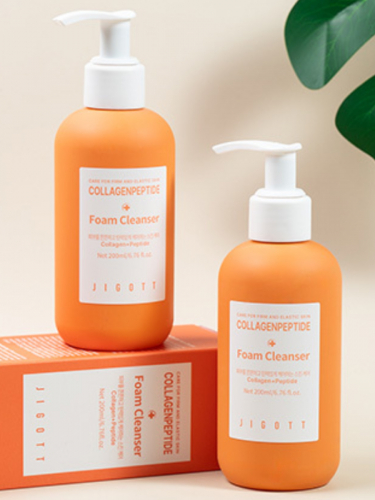 Jigott Очищающая пенка для лица с коллагеном и пептидами / Collagen + Peptide Foam Cleanser, 200 мл