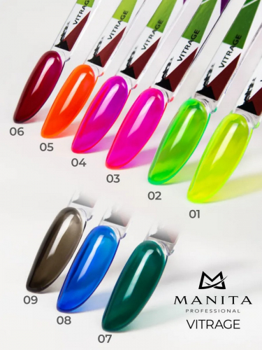 Manita Professional Гель-лак для ногтей c эффектом витража / Vitrage №09, черный, 10 мл
