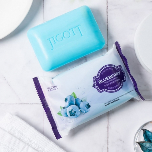Jigott Мыло-скраб для лица и тела с экстрактом черники / Blueberry Scrub Soap, 150 г