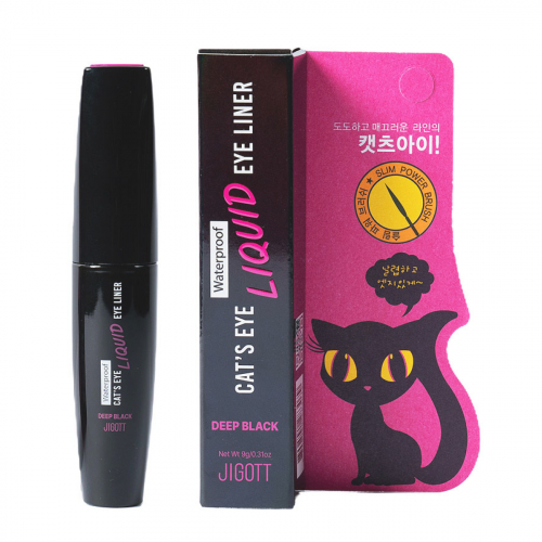 Jigott Водостойкая жидкая подводка для глаз / Cat's Eye Waterproof Liquid Eyeliner Deep Black, глубокий черный