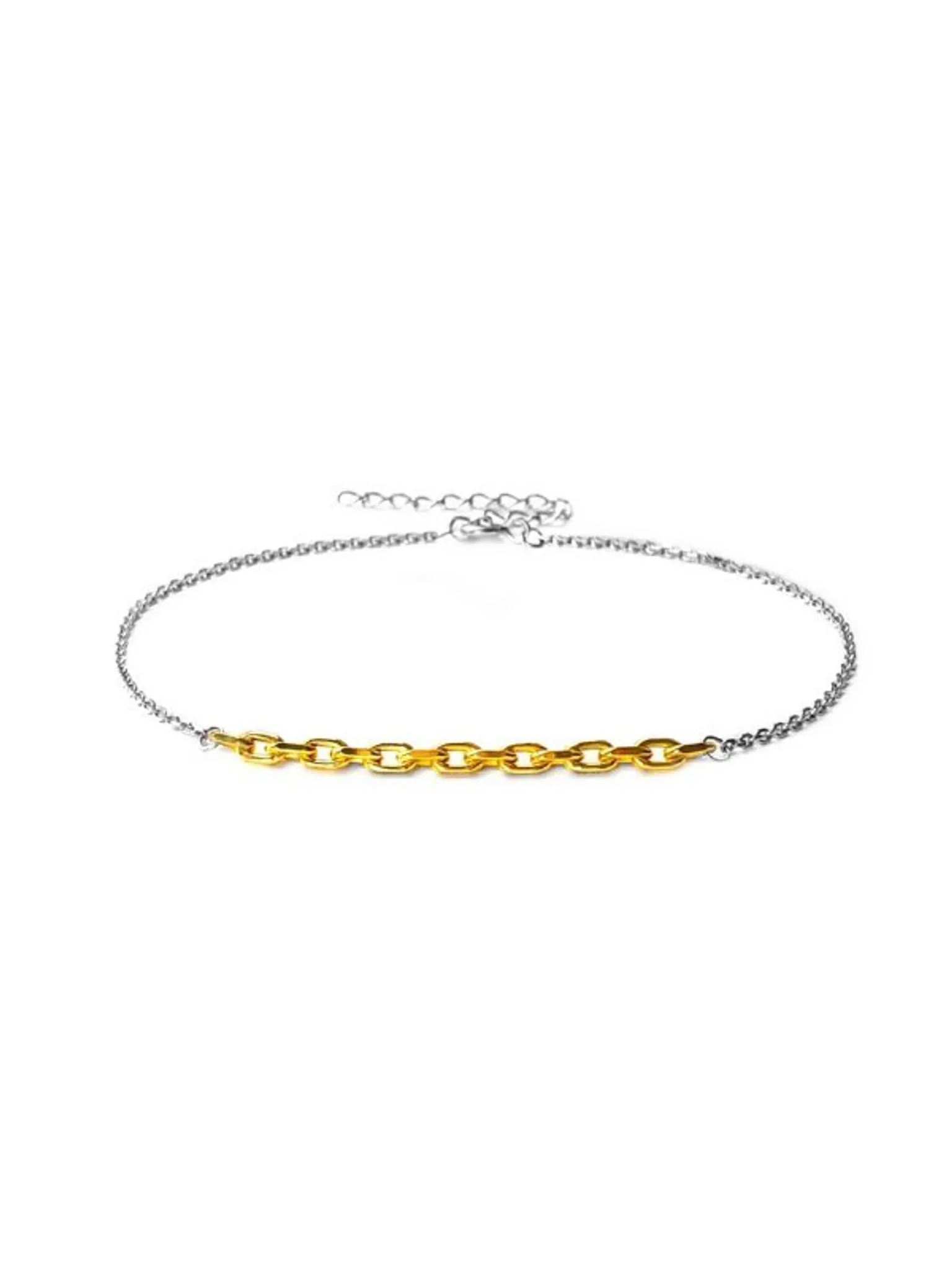 Серебряный браслет на цепочке на ногу «Зацепила» gold