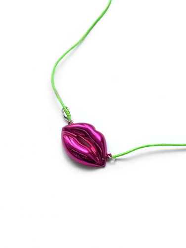 Серебряное колье «Поцелованная» fuchsia