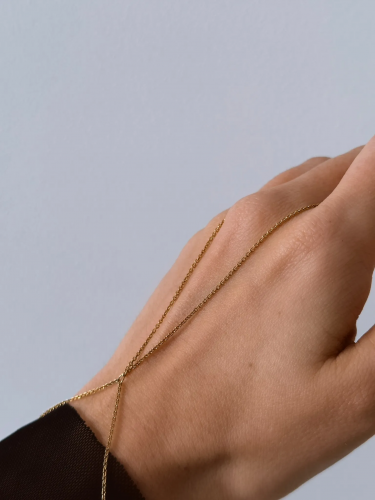 Серебряный браслет-слейв на цепочке на руку gold