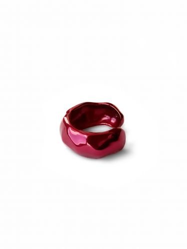 Серебряная серьга-кафф «Слияние»  dark red