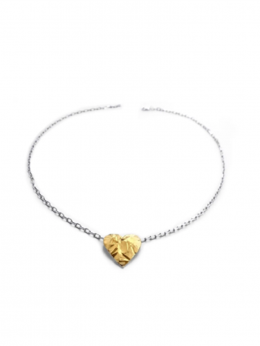 Серебряное колье сердце 