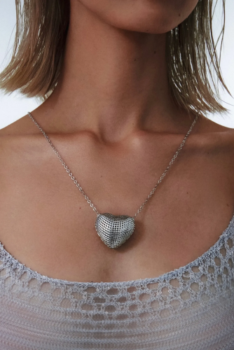 Серебряное колье «Сердце 3D motion»