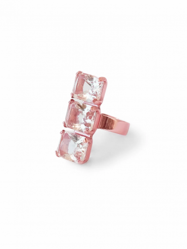 Серебряная серьга-кафф с горным хрусталем pink