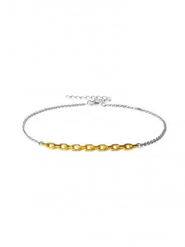 Серебряный браслет на цепочке на ногу «Зацепила» gold