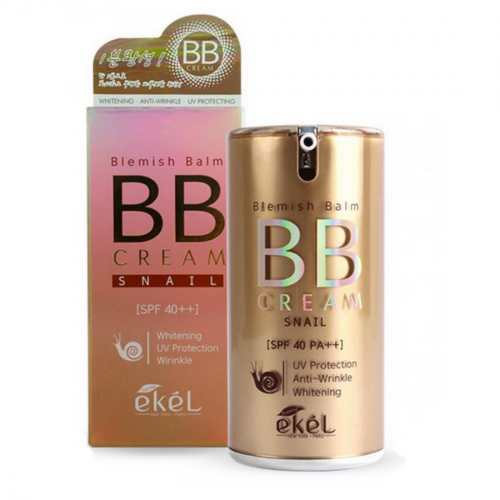 Ekel Уценка BB крем с экстрактом улитки для лица / BB Snail Cream SPF 21 Whitening Anti-Wrinkle Sun Protector 50+/PA (Pump), 50 мл