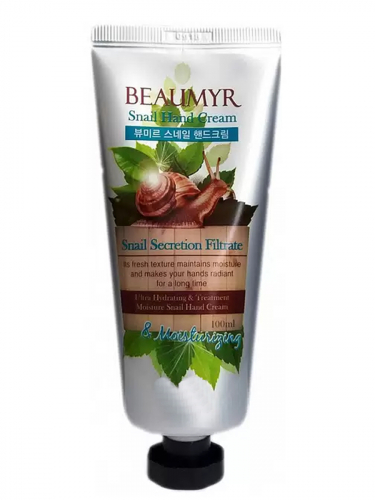 BEAUMYR Увлажняющий крем для рук с экстрактом слизи улитки / Snail Hand Cream, 100 мл