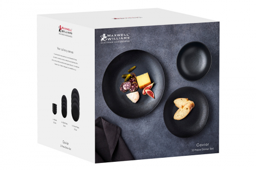 Сервиз обеденный, 4 перс, 12 пр, фарфор P, черный, матовый, Caviar Black, 63132