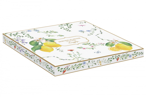 Блюдо, 30х21,5 см, фарфор P, овальное, белое, Цветы и лимоны, Fleurs et Citrons, 63254