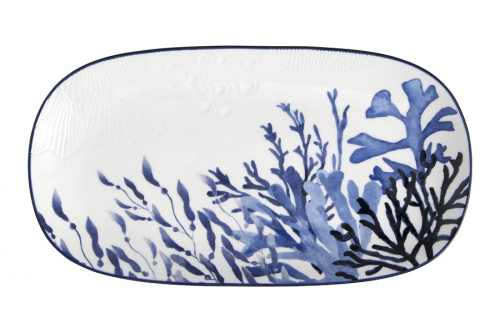 Набор, 2 пр, блюдо/салатник, керамика К, белое/синий, Синие кораллы, Blue Coral, 63289