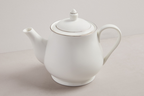 Чайник заварочный, 1 л, фарфор P, белый, с серебристым кантом, White Platinum, 63329
