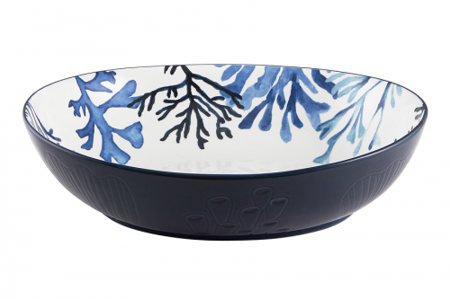Салатник, 32х26 см, 3 л, керамика К, белый, овальный, Синие кораллы, Blue Coral, 63291