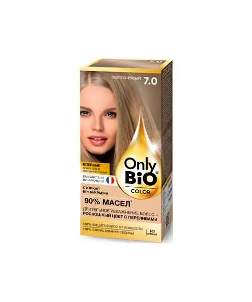 ФК /GB-8034/ Стойкая крем-краска д/в Only Bio Color тон 7.0 Светло-русый 115мл/15