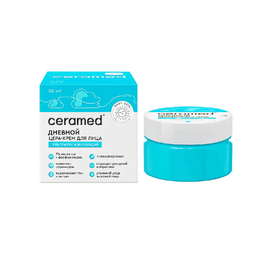 Акция -20% !!! Церамед Цера-крем д/лица дневной ультраувлажн.Baby Skin (50 мл).6 /99144/