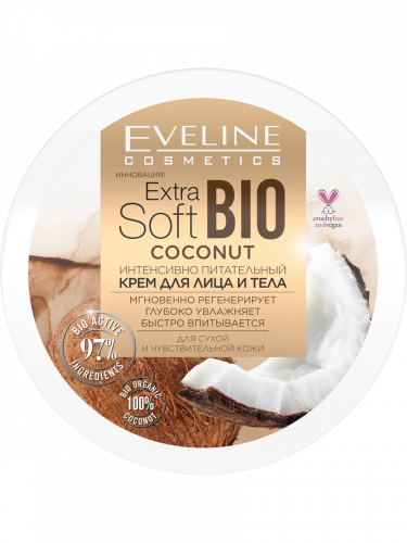 Eveline Extra Soft Bio Coconut Крем Интенсивно питательный д/лица и тела (200мл).12