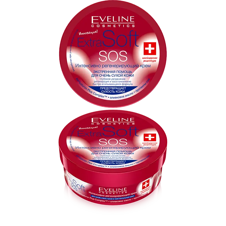 Eveline Extra Soft SOS Интенс.Регенерир. Крем Экстрен.помощь д/очень сухой кожи (200мл).12