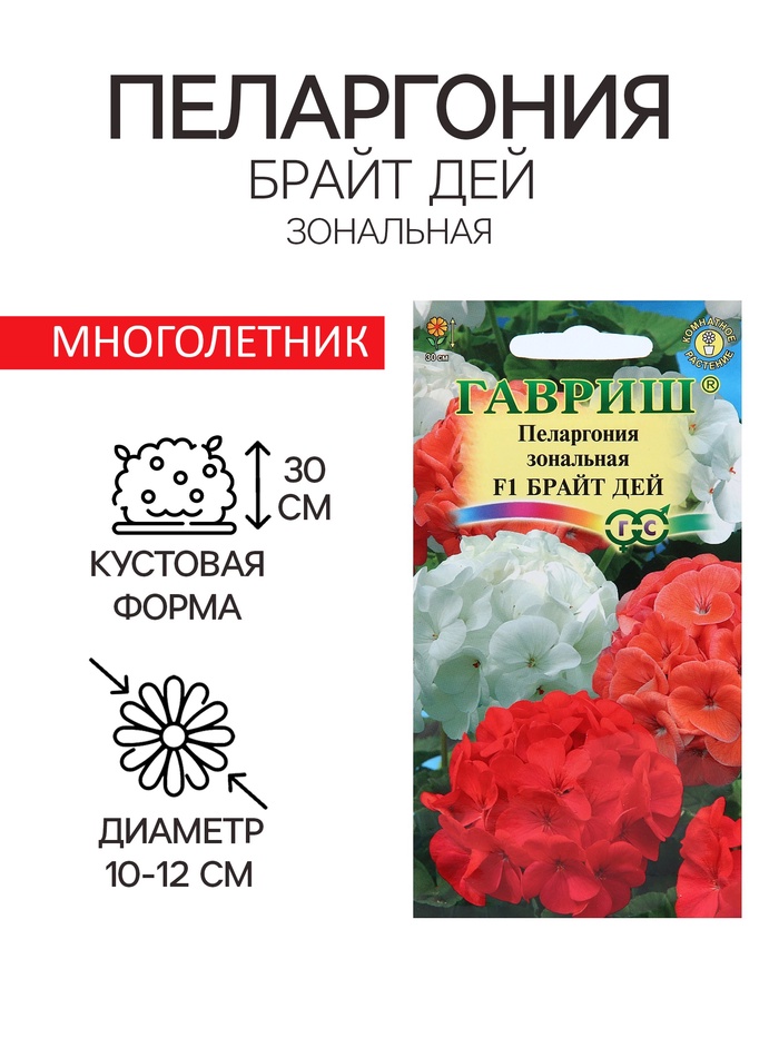 Семена цветов пеларгония «Брайт дей F1», 4 шт.
