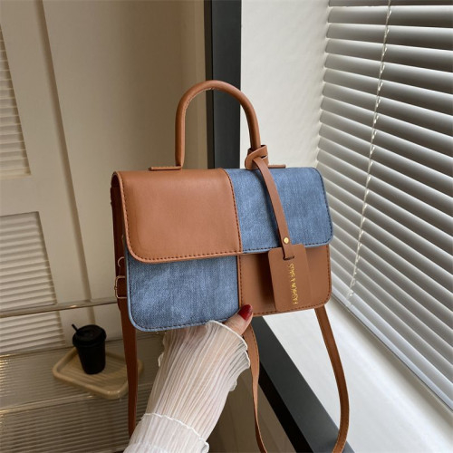 Женская кожаная сумка 4114 BEIGE BLUE