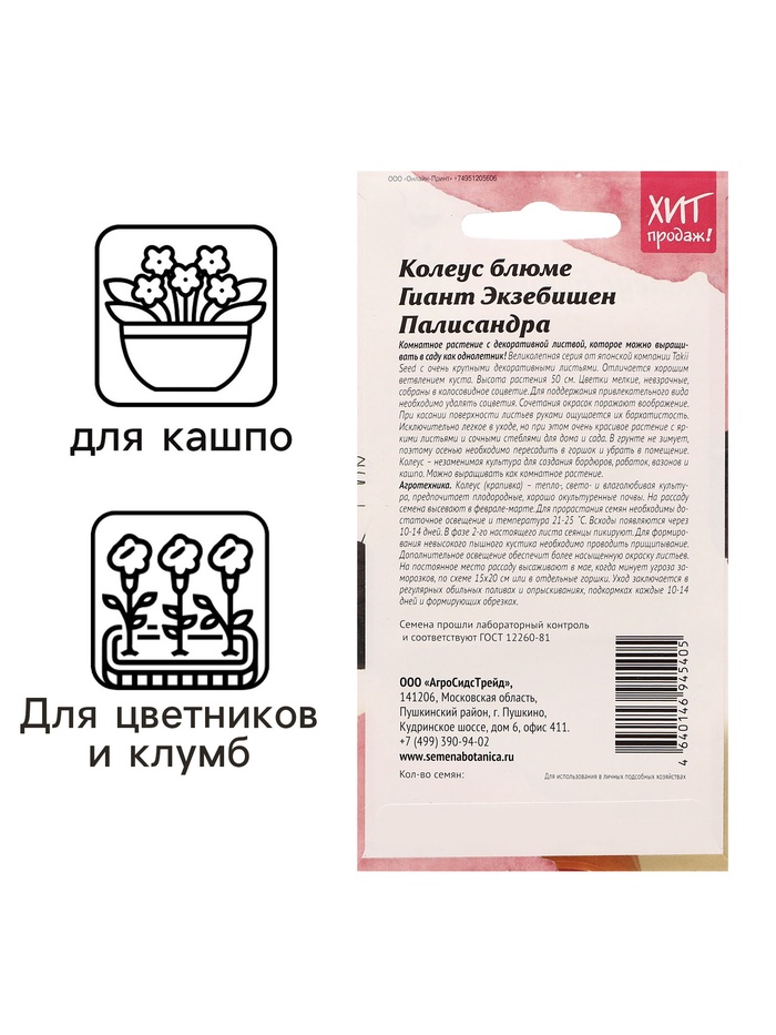 Семена цветов Колеус блюме