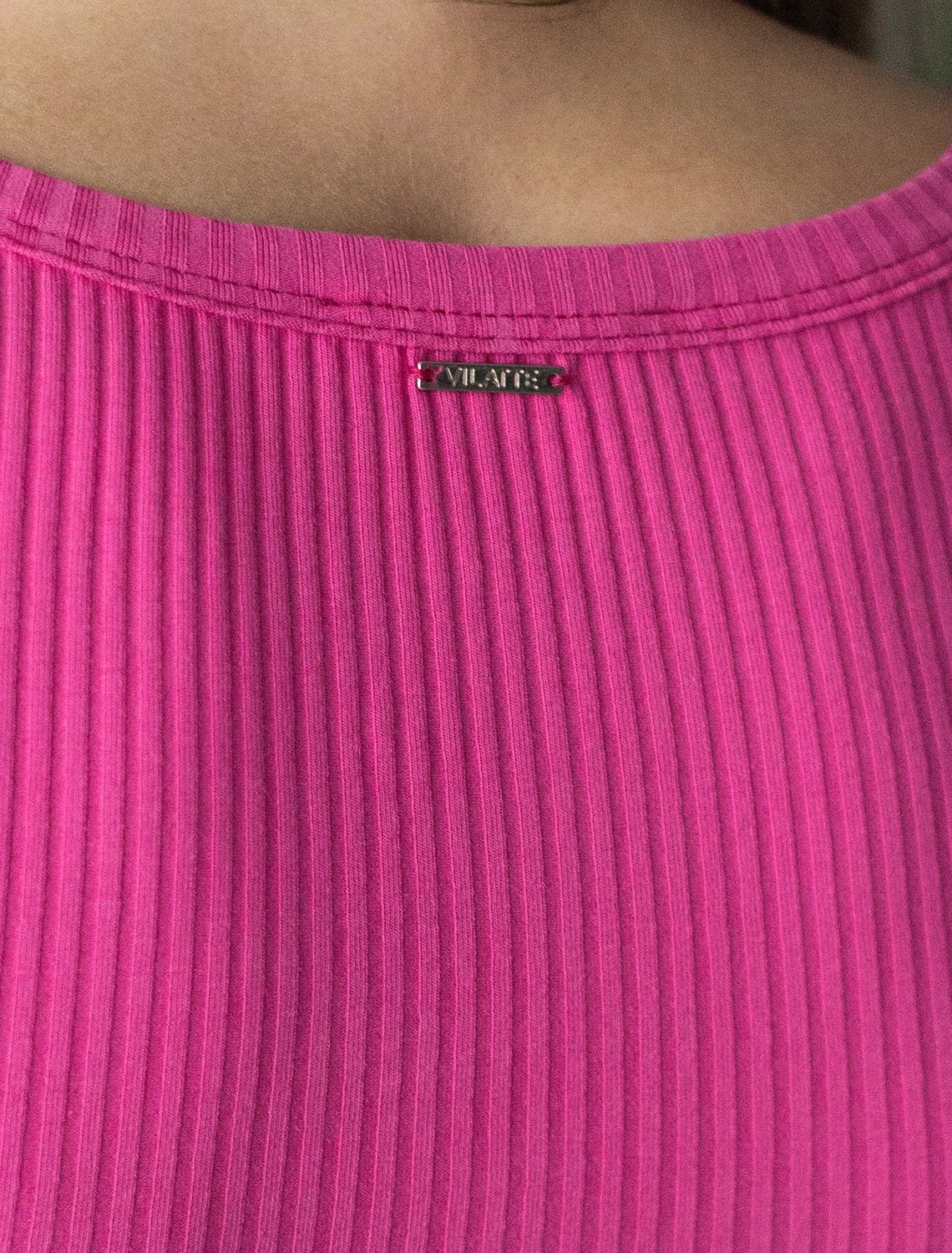 Ст.цена 1090р Топ из трикотажа в широкий рубчик D43.178 фуксия