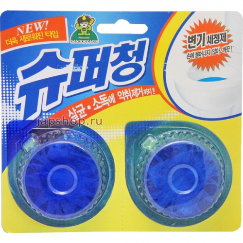 Таблетки очиститель для бачка унитаза, с эффектом окрашивания воды, Sandokkaebi Super Chang, 2х40гр (8801353001483)