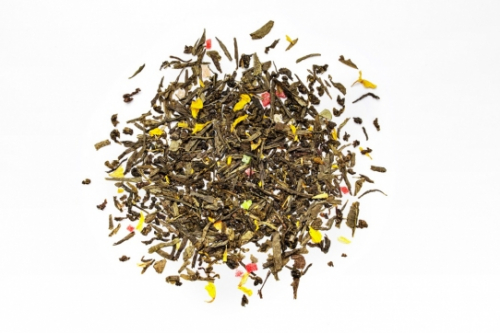ЭКЗОТИК (купаж зелёного чая Сенча и Оолонга, цукаты, лепестки лилии, натуральный ароматизатор 