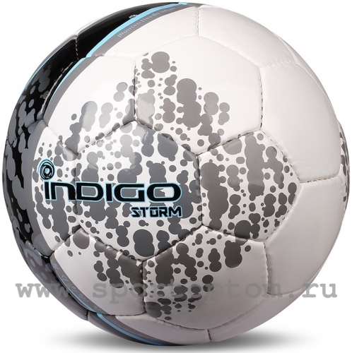 Мяч футбольный №5 INDIGO SТORM тренировочный (PU, PVC 1.5 мм) D03