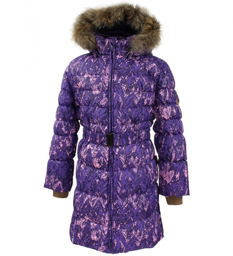 Пальто для девочек YASMINE, лилoвый с принтом 73253, размер 110