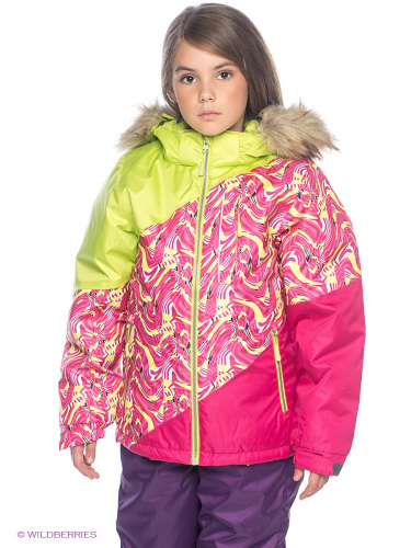 Куртка для детей DARYL,лайм/ белый с принтом/ пурпур 520, размер 134