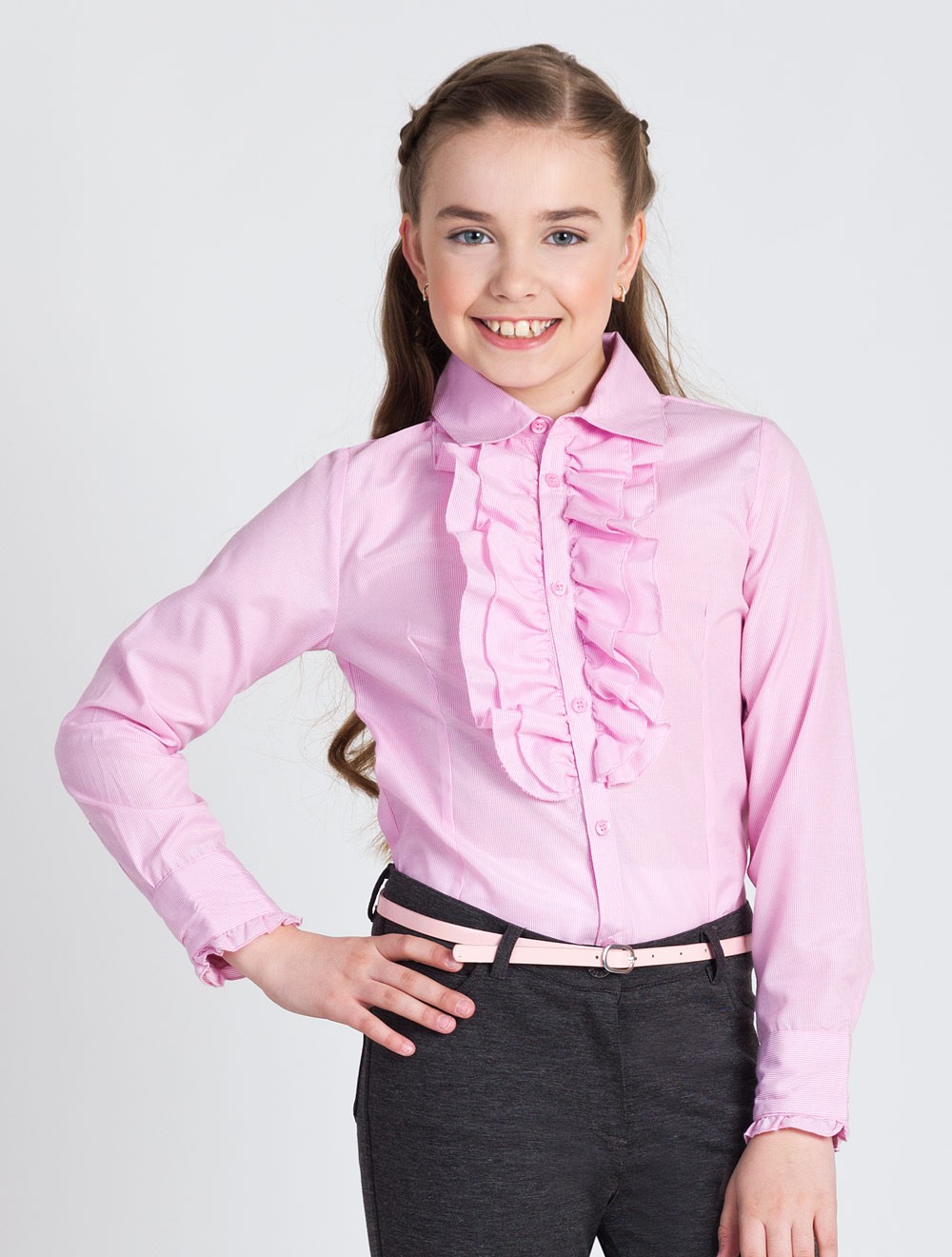 Блузки детям. Красивые рубашки для девочек. Блузка в школу. Розовая Школьная блузка.