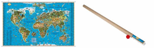 Карта. Карта Мира (для детей) лам. на рейках в картонном тубусе	 116*79