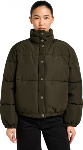 Пуховик женский RELAXED SHORT PUFFER JACKET OLIVE NIGHT, LEE