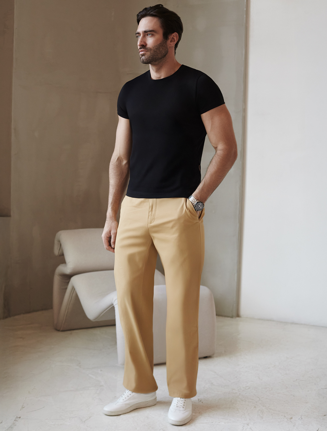 Ст.цена 1090р Футболка slim fit из премиального хлопка с эластаном U49.020 черный